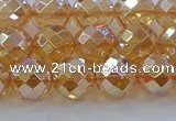 CNC621 15.5 inches 8mm faceted round plated natural white crystal beads