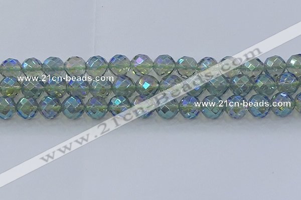 CNC631 15.5 inches 14mm faceted round plated natural white crystal beads