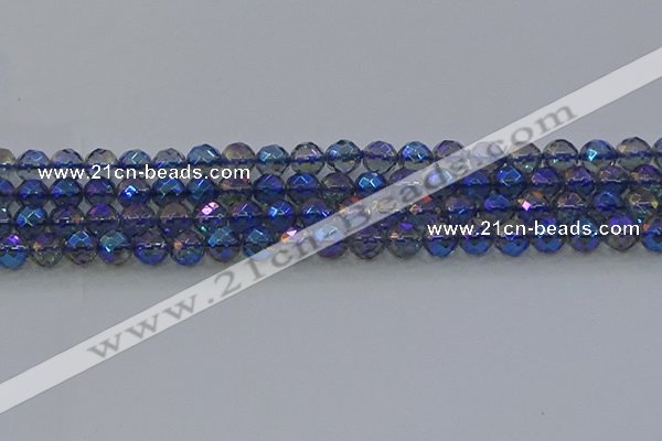 CNC633 15.5 inches 6mm faceted round plated natural white crystal beads