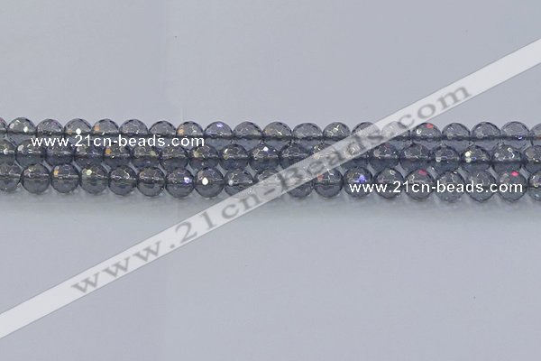 CNC639 15.5 inches 6mm faceted round plated natural white crystal beads