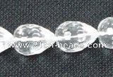 CNC74 8*12mm faceted teardrop grade A natural white crystal beads
