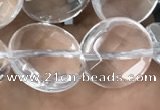 CNC747 15.5 inches 14mm faceted coin white crystal beads