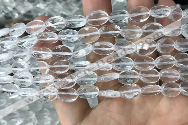 CNC762 15.5 inches 8*12mm faceted oval white crystal beads