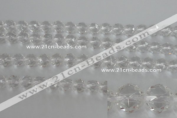 CNC89 15.5 inches 8mm faceted round natural white crystal beads