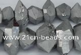 CNG1300 15.5 inches 10*20mm - 15*30mm faceted nuggets plated quartz beads