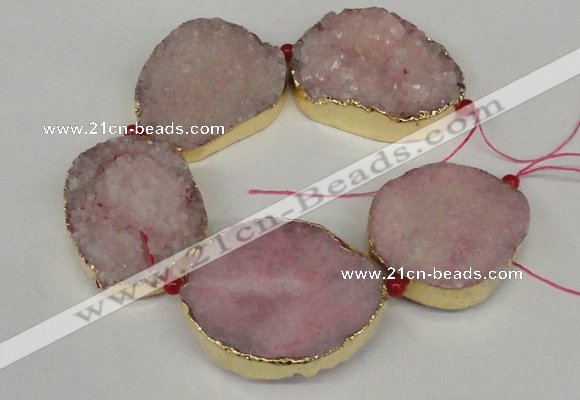 CNG1499 8 inches 30*35mm - 35*45mm freeform agate beads with brass setting