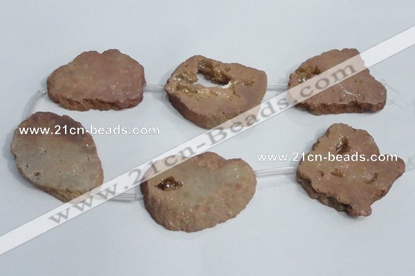 CNG1567 30*40mm - 40*50mm freeform plated druzy agate beads