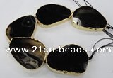 CNG1625 8 inches 40*50mm - 50*60mm freeform agate beads with brass setting