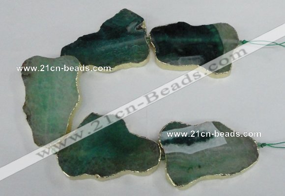 CNG1689 8 inches 35*50mm - 45*65mm freeform agate beads with brass setting