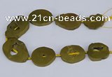 CNG3101 15.5 inches 25*30mm - 35*50mm freeform plated druzy agate beads