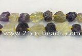 CNG3576 18*20mm - 25*30mm nuggets rough amethyst & lemon quartz beads