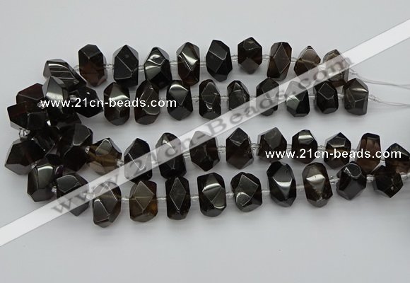 CNG5215 15.5 inches 12*16mm - 15*20mm faceted nuggets smoky quartz beads