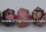 CNG5326 15.5 inches 12*16mm - 15*20mm faceted nuggets rhodonite beads