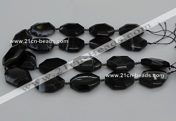 CNG5350 15.5 inches 25*35mm - 30*40mm faceted freeform agate beads