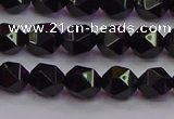 CNG5502 15.5 inches 8mm faceted nuggets black agate beads
