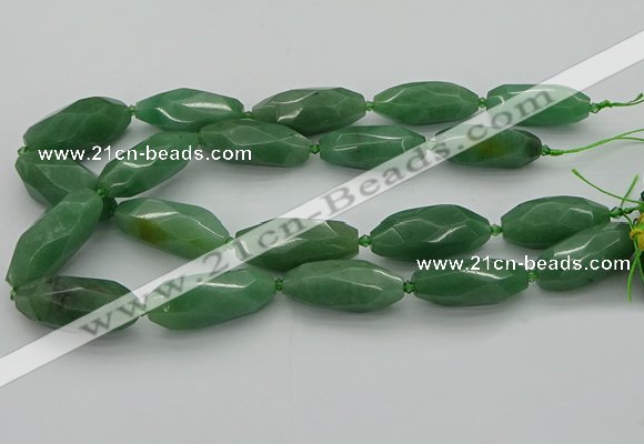 CNG5614 15.5 inches 15*35mm - 18*40mm faceted rice green aventurine beads