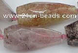 CNG5632 15*35mm - 18*45mm faceted teardrop strawberry quartz beads