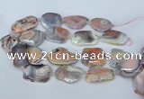 CNG5677 30*40mm - 35*45mm faceted freeform pink botswana agate beads
