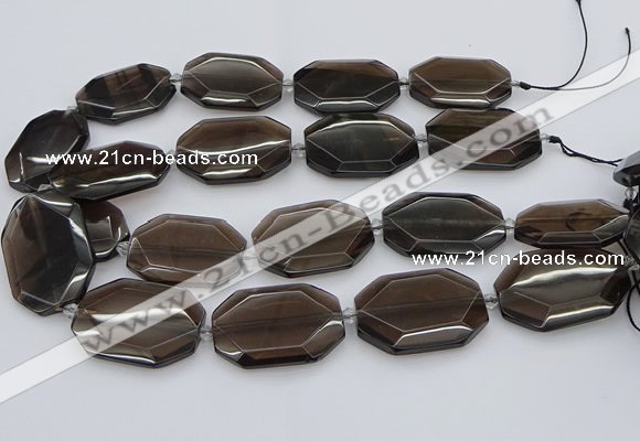 CNG5736 20*30mm - 35*45mm faceted freeform ice black obsidian beads