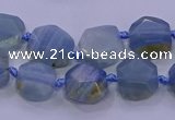 CNG5793 10*12mm - 10*14mm faceted freeform blue calcite beads