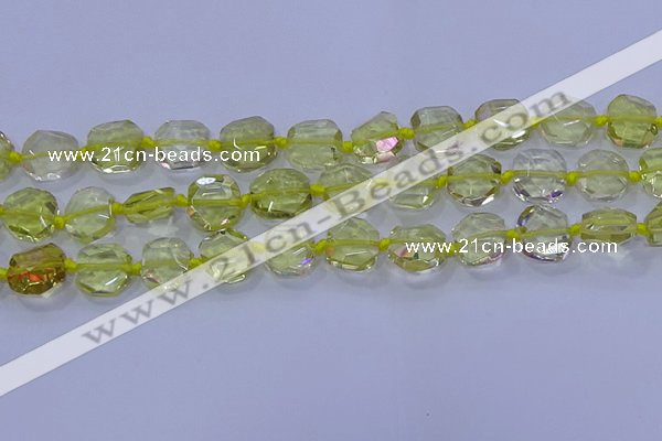 CNG5880 15.5 inches 10*12mm - 10*14mm faceted freeform lemon quartz beads