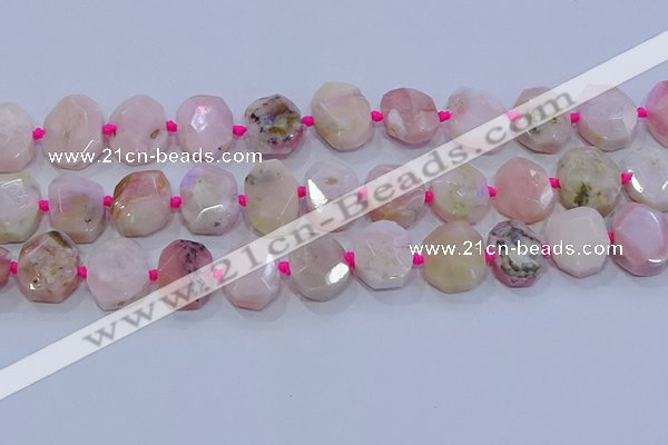 CNG5885 15.5 inches 10*14mm - 12*16mm faceted freeform pink opal beads