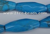 CNG595 12*32mm - 14*36mm faceted rice synthetic turquoise nugget beads
