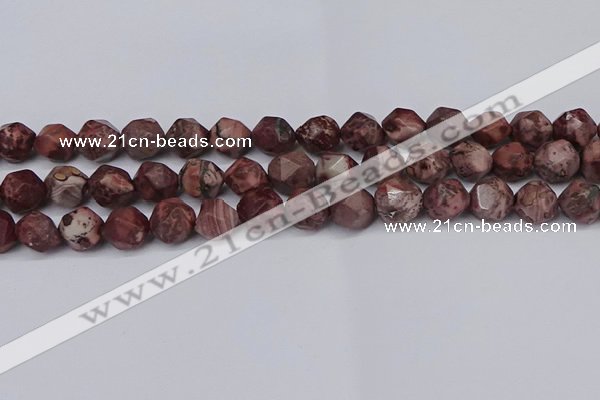 CNG6051 15.5 inches 12mm faceted nuggets red artistic jasper beads