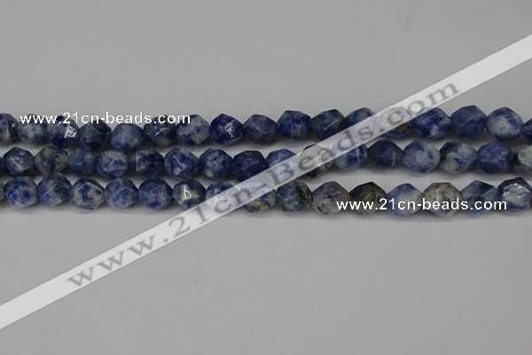 CNG6103 15.5 inches 8mm faceted nuggets blue spot stone beads