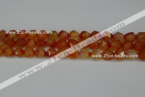 CNG6158 15.5 inches 10mm faceted nuggets red agate beads
