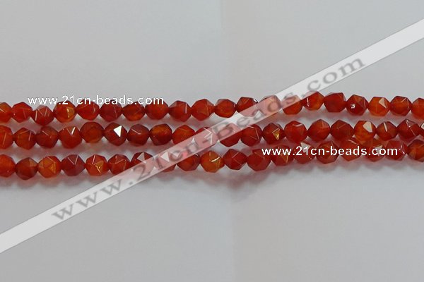 CNG6504 15.5 inches 6mm faceted nuggets red agate beads