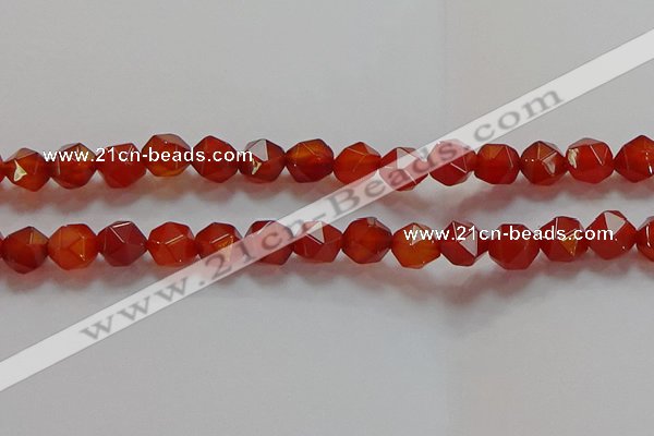 CNG6506 15.5 inches 10mm faceted nuggets red agate beads
