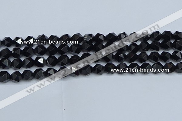 CNG7353 15.5 inches 12mm faceted nuggets Black agate beads