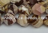 CNG7382 15.5 inches 10mm faceted nuggets zebra jasper beads