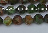 CNG7390 15.5 inches 6mm faceted nuggets green opal beads