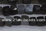 CNG7490 15.5 inches 8*8mm faceted nuggets black moonstone beads