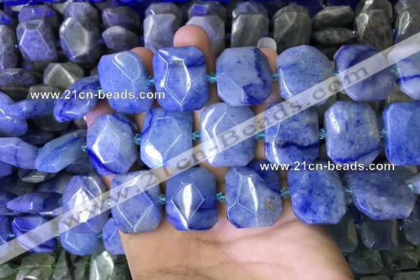 CNG7567 18*25mm - 20*28mm faceted freeform blue aventurine beads