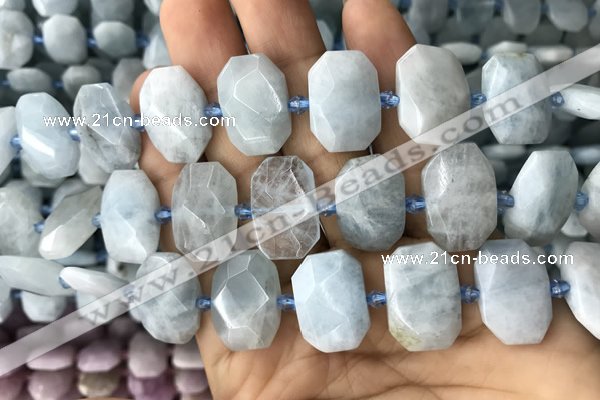 CNG7762 13*18mm - 15*25mm faceted freeform aquamarine beads