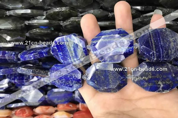 CNG7836 22*30mm - 28*35mm faceted freeform lapis lazuli beads