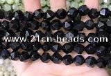 CNG8738 15.5 inches 10mm faceted nuggets black agate beads