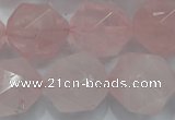CNG924 15 inches 18mm faceted nuggets rose quartz beads