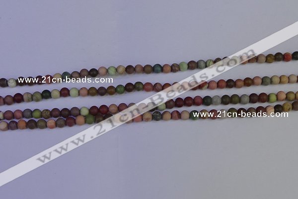 CNI360 15.5 inches 4mm round matte imperial jasper beads wholesale