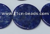 CNL1281 15.5 inches 30mm flat round natural lapis lazuli beads