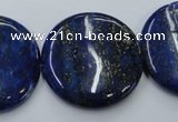 CNL738 15.5 inches 30mm flat round natural lapis lazuli gemstone beads