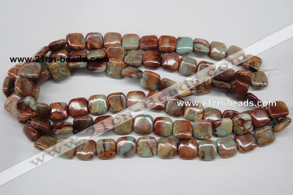 CNS104 15.5 inches 14*14mm square natural serpentine jasper beads