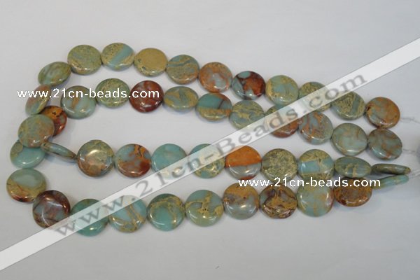 CNS190 15.5 inches 18mm flat round natural serpentine jasper beads