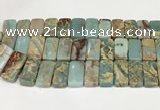 CNS353 7.5 inches 10*20mm rectangle double drilled serpentine jasper beads