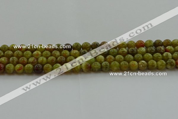 CNS602 15.5 inches 8mm round green dragon serpentine jasper beads