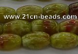CNS641 15.5 inches 7*12mm rice green dragon serpentine jasper beads