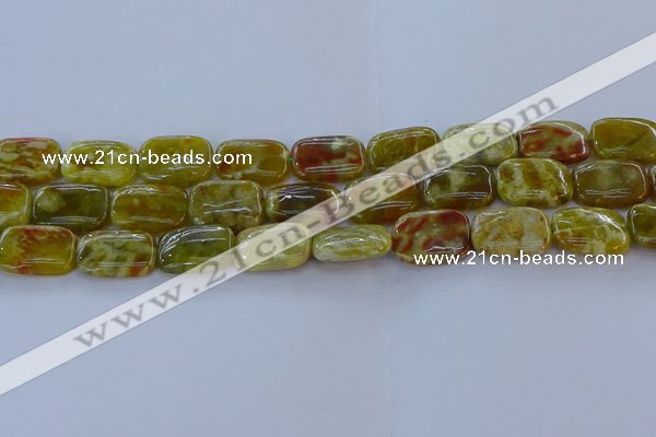 CNS672 15.5 inches 13*18mm rectangle green dragon serpentine jasper beads